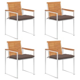 Garden chairs and cushions 4 units solid acacia wood by vidaXL, Garden chairs - Ref: Foro24-3078493, Price: 512,53 €, Discoun...