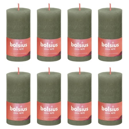 Bolsius Shine rustic candles 8 units olive green 100x50 mm by Bolsius, Candles - Ref: Foro24-440806, Price: 34,12 €, Discount: %