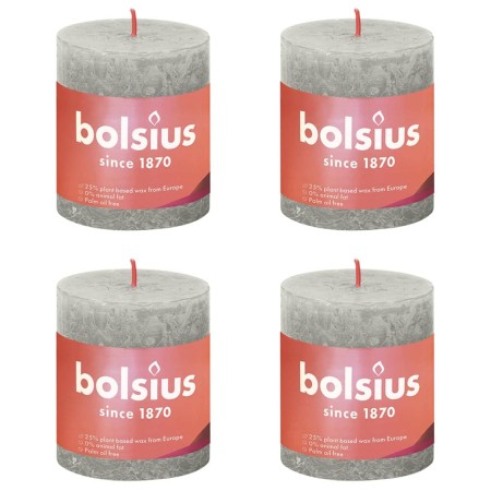 Bolsius Shine rustic candles 4 units sand gray 80x68 mm by Bolsius, Candles - Ref: Foro24-440811, Price: 16,61 €, Discount: %