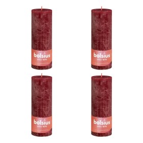 Bolsius Shine rustic candles 4 units red velvet 190x68 mm by Bolsius, Candles - Ref: Foro24-440847, Price: 25,00 €, Discount: %