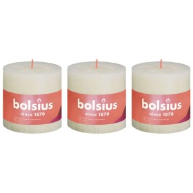 Bolsius Shine rustic candles 3 units soft pearl 100x100 mm by Bolsius, Candles - Ref: Foro24-440874, Price: 26,99 €, Discount: %