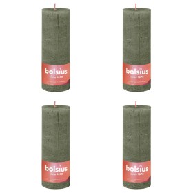 Bolsius Shine rustic candles 4 units olive green 190x68 mm by Bolsius, Candles - Ref: Foro24-440851, Price: 26,95 €, Discount: %