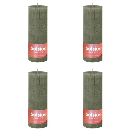 Bolsius Shine rustic candles 4 units olive green 190x68 mm by Bolsius, Candles - Ref: Foro24-440851, Price: 26,95 €, Discount: %