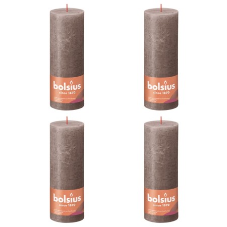 Bolsius Shine rustic candles 4 units rustic taupe gray 190x68 mm by Bolsius, Candles - Ref: Foro24-440842, Price: 28,07 €, Di...