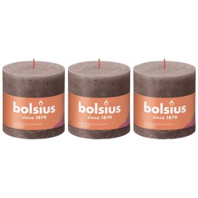 Bolsius Rustic Shine taupé candles 3 units 100x100 mm by Bolsius, Candles - Ref: Foro24-440875, Price: 23,99 €, Discount: %