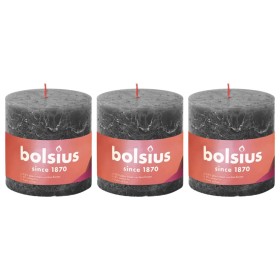 Bolsius Shine rustic candles 3 units dark gray 100x100 mm by Bolsius, Candles - Ref: Foro24-440877, Price: 26,17 €, Discount: %