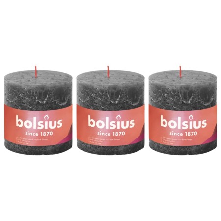 Bolsius Shine rustic candles 3 units dark gray 100x100 mm by Bolsius, Candles - Ref: Foro24-440877, Price: 26,17 €, Discount: %