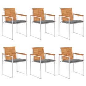 Garden chairs and cushions 6 units solid acacia wood by vidaXL, Garden chairs - Ref: Foro24-3078498, Price: 758,99 €, Discoun...