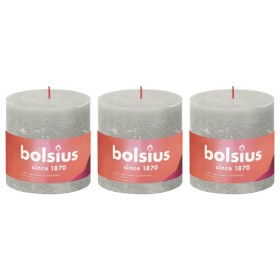 Bolsius Shine rustic candles 3 units sand gray 100x100 mm by Bolsius, Candles - Ref: Foro24-440878, Price: 23,99 €, Discount: %