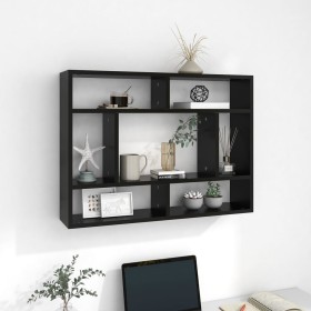 Black plywood wall shelf 75x16x55 cm by vidaXL, Shelves and shelves - Ref: Foro24-803003, Price: 38,59 €, Discount: %