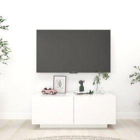 Glossy white plywood TV cabinet 100x35x40 cm by vidaXL, TV Furniture - Ref: Foro24-804442, Price: 75,71 €, Discount: %