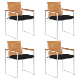 Garden chairs and cushions 4 units solid acacia wood by vidaXL, Garden chairs - Ref: Foro24-3078492, Price: 523,99 €, Discoun...