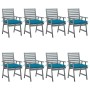 Garden dining chairs 8 units solid acacia wood with cushions by vidaXL, Garden chairs - Ref: Foro24-3078450, Price: 689,92 €,...