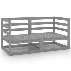 Garten-Ecksofas, 2 Stück, massives graues Kiefernholz von vidaXL, Gartensets - Ref: Foro24-805677, Preis: 97,99 €, Rabatt: %