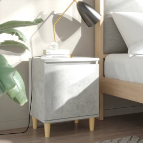 Bedside table with solid wood legs in concrete grey, 40x30x50 cm by vidaXL, Nightstands - Ref: Foro24-805823, Price: 32,65 €,...