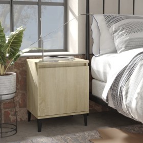 Bedside tables with Sonoma oak metal legs 40x30x50 cm by vidaXL, Nightstands - Ref: Foro24-805840, Price: 53,41 €, Discount: %