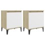 Bedside tables Sonoma oak and white metal legs 40x30x50 cm by vidaXL, Nightstands - Ref: Foro24-805844, Price: 54,76 €, Disco...