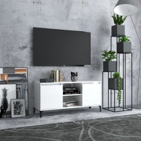 Mueble de TV con patas de metal blanco brillante 103,5x35x50 cm de vidaXL, Muebles TV - Ref: Foro24-805974, Precio: 63,99 €, ...