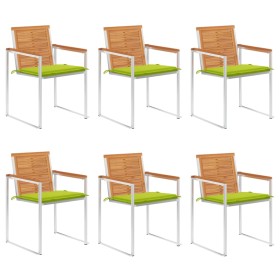 Garden chairs and cushions 6 units solid acacia wood by vidaXL, Garden chairs - Ref: Foro24-3078508, Price: 758,34 €, Discoun...