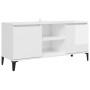 Mueble de TV con patas de metal blanco brillante 103,5x35x50 cm de vidaXL, Muebles TV - Ref: Foro24-805974, Precio: 64,48 €, ...