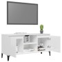 Mueble de TV con patas de metal blanco brillante 103,5x35x50 cm de vidaXL, Muebles TV - Ref: Foro24-805974, Precio: 64,48 €, ...