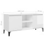 Mueble de TV con patas de metal blanco brillante 103,5x35x50 cm de vidaXL, Muebles TV - Ref: Foro24-805974, Precio: 64,48 €, ...