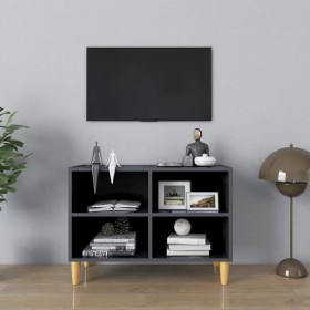 TV cabinet glossy gray solid wood legs 69.5x30x50 cm by vidaXL, TV Furniture - Ref: Foro24-805931, Price: 42,16 €, Discount: %