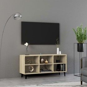 TV cabinet with metal legs in Sonoma oak color 103.5x30x50 cm by vidaXL, TV Furniture - Ref: Foro24-805953, Price: 51,99 €, D...