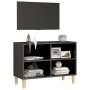 TV cabinet glossy gray solid wood legs 69.5x30x50 cm by vidaXL, TV Furniture - Ref: Foro24-805931, Price: 41,14 €, Discount: %