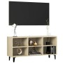 TV-Schrank mit Metallbeinen in der Farbe Sonoma-Eiche, 103,5 x 30 x 50 cm von vidaXL, TV-Möbel - Ref: Foro24-805953, Preis: 5...