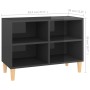 Mueble de TV patas de madera maciza gris brillo 69,5x30x50 cm de vidaXL, Muebles TV - Ref: Foro24-805931, Precio: 40,99 €, De...