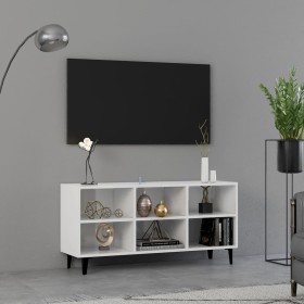 Mueble de TV con patas de metal blanco brillante 103,5x30x50 cm de vidaXL, Muebles TV - Ref: Foro24-805956, Precio: 46,99 €, ...