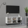 Mueble de TV con patas de metal blanco brillante 103,5x30x50 cm de vidaXL, Muebles TV - Ref: Foro24-805956, Precio: 46,16 €, ...