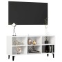 Mueble de TV con patas de metal blanco brillante 103,5x30x50 cm de vidaXL, Muebles TV - Ref: Foro24-805956, Precio: 46,16 €, ...