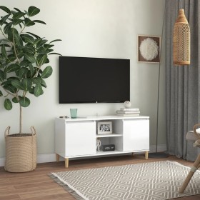 Mueble de TV patas madera pino blanco con brillo 103,5x35x50 cm de vidaXL, Muebles TV - Ref: Foro24-805965, Precio: 71,03 €, ...