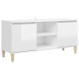 TV cabinet white pine wood legs with gloss 103.5x35x50 cm by vidaXL, TV Furniture - Ref: Foro24-805965, Price: 70,92 €, Disco...