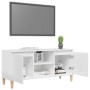 TV cabinet white pine wood legs with gloss 103.5x35x50 cm by vidaXL, TV Furniture - Ref: Foro24-805965, Price: 70,92 €, Disco...