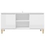 TV cabinet white pine wood legs with gloss 103.5x35x50 cm by vidaXL, TV Furniture - Ref: Foro24-805965, Price: 70,92 €, Disco...