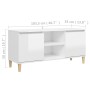 TV cabinet white pine wood legs with gloss 103.5x35x50 cm by vidaXL, TV Furniture - Ref: Foro24-805965, Price: 70,92 €, Disco...