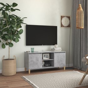 Mueble de TV patas madera maciza gris hormigón 103,5x35x50 cm de vidaXL, Muebles TV - Ref: Foro24-805963, Precio: 63,99 €, De...