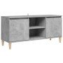 TV cabinet solid wood legs concrete gray 103.5x35x50 cm by vidaXL, TV Furniture - Ref: Foro24-805963, Price: 63,99 €, Discoun...