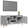 TV cabinet solid wood legs concrete gray 103.5x35x50 cm by vidaXL, TV Furniture - Ref: Foro24-805963, Price: 63,99 €, Discoun...