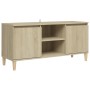 Mueble de TV patas madera maciza roble Sonoma 103,5x35x50 cm de vidaXL, Muebles TV - Ref: Foro24-805962, Precio: 64,61 €, Des...