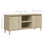 TV cabinet legs solid Sonoma oak wood 103.5x35x50 cm by vidaXL, TV Furniture - Ref: Foro24-805962, Price: 64,51 €, Discount: %