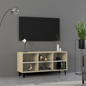 Mueble de TV con patas metal blanco roble Sonoma 103,5x30x50 cm de vidaXL, Muebles TV - Ref: Foro24-805955, Precio: 51,99 €, ...