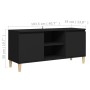 Mueble de TV con patas de madera maciza negro 103,5x35x50 cm de vidaXL, Muebles TV - Ref: Foro24-805960, Precio: 65,26 €, Des...