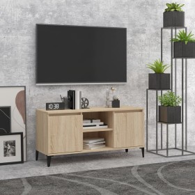 TV cabinet with metal legs in Sonoma oak color 103.5x35x50 cm by vidaXL, TV Furniture - Ref: Foro24-805971, Price: 70,14 €, D...