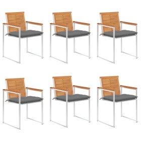 Garden chairs and cushions 6 units solid acacia wood by vidaXL, Garden chairs - Ref: Foro24-3078513, Price: 799,99 €, Discoun...