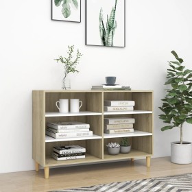 Aparador de madera contrachapada blanco y roble 103,5x35x70 cm de vidaXL, Aparadores - Ref: Foro24-806036, Precio: 68,99 €, D...