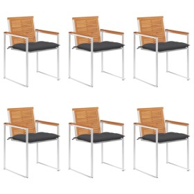 Garden chairs and cushions 6 units solid acacia wood by vidaXL, Garden chairs - Ref: Foro24-3078512, Price: 798,99 €, Discoun...